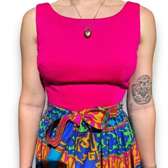 Vintage 1960s Hawaiian Stan Hicks Psychedelic Floral Bohemian Maxi Dress Sz S - Picture 5 of 8